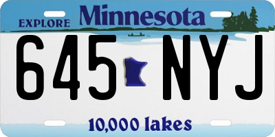 MN license plate 645NYJ