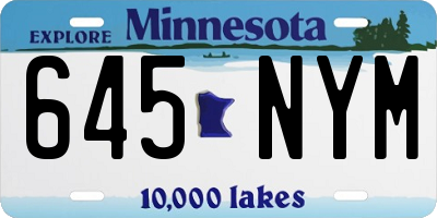 MN license plate 645NYM