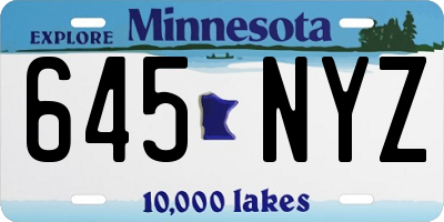MN license plate 645NYZ