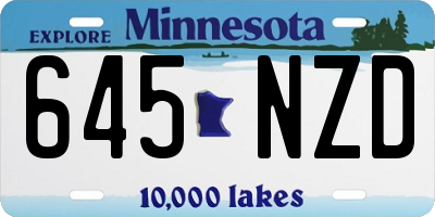 MN license plate 645NZD