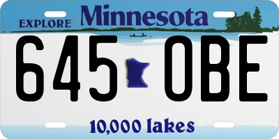 MN license plate 645OBE