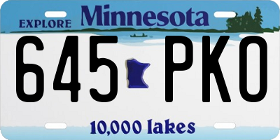 MN license plate 645PKO