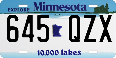 MN license plate 645QZX