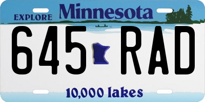 MN license plate 645RAD