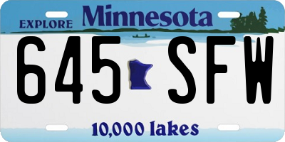 MN license plate 645SFW