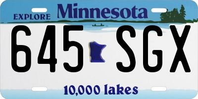 MN license plate 645SGX