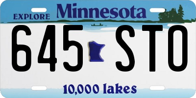 MN license plate 645STO