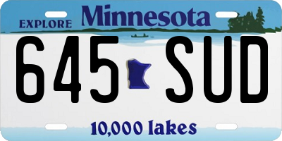 MN license plate 645SUD