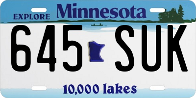 MN license plate 645SUK