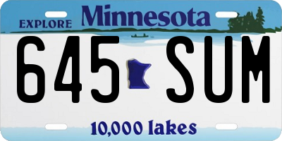 MN license plate 645SUM