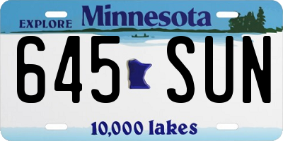 MN license plate 645SUN