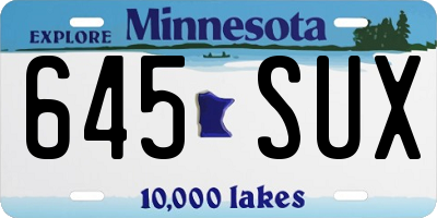 MN license plate 645SUX