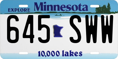 MN license plate 645SWW