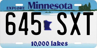 MN license plate 645SXT