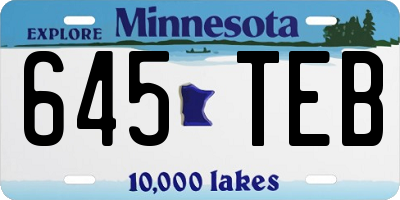 MN license plate 645TEB