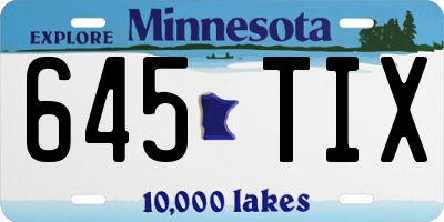 MN license plate 645TIX