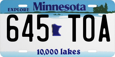 MN license plate 645TOA