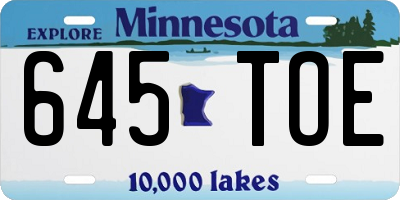 MN license plate 645TOE