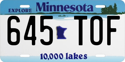 MN license plate 645TOF