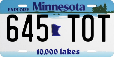 MN license plate 645TOT