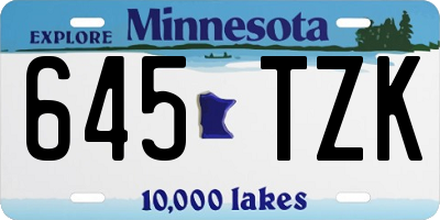 MN license plate 645TZK