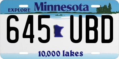 MN license plate 645UBD