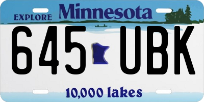 MN license plate 645UBK