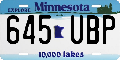 MN license plate 645UBP