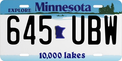 MN license plate 645UBW