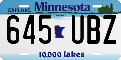 MN license plate 645UBZ