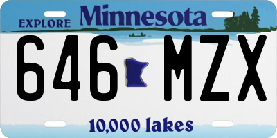 MN license plate 646MZX