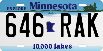 MN license plate 646RAK