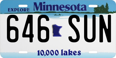 MN license plate 646SUN