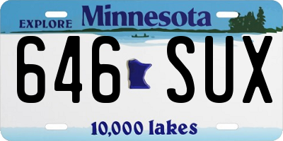 MN license plate 646SUX