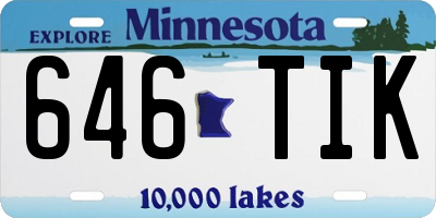 MN license plate 646TIK