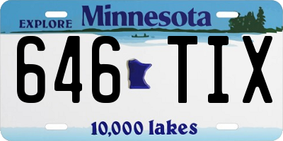 MN license plate 646TIX