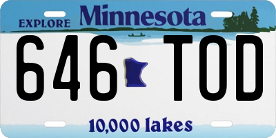 MN license plate 646TOD