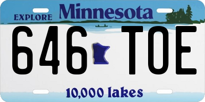 MN license plate 646TOE