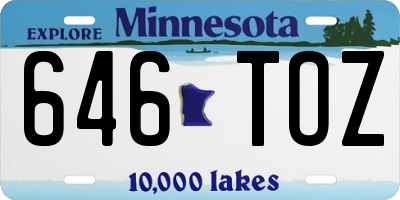 MN license plate 646TOZ