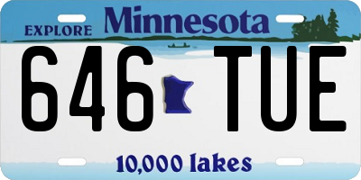 MN license plate 646TUE