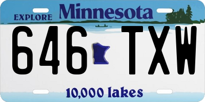 MN license plate 646TXW