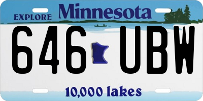 MN license plate 646UBW