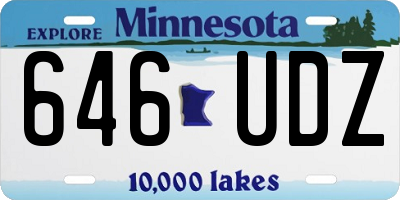 MN license plate 646UDZ