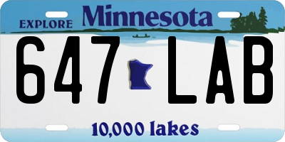 MN license plate 647LAB