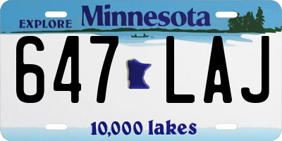 MN license plate 647LAJ