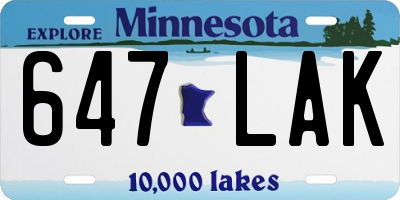 MN license plate 647LAK