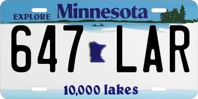 MN license plate 647LAR