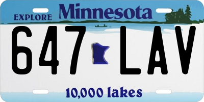 MN license plate 647LAV