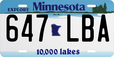 MN license plate 647LBA