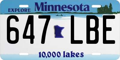 MN license plate 647LBE